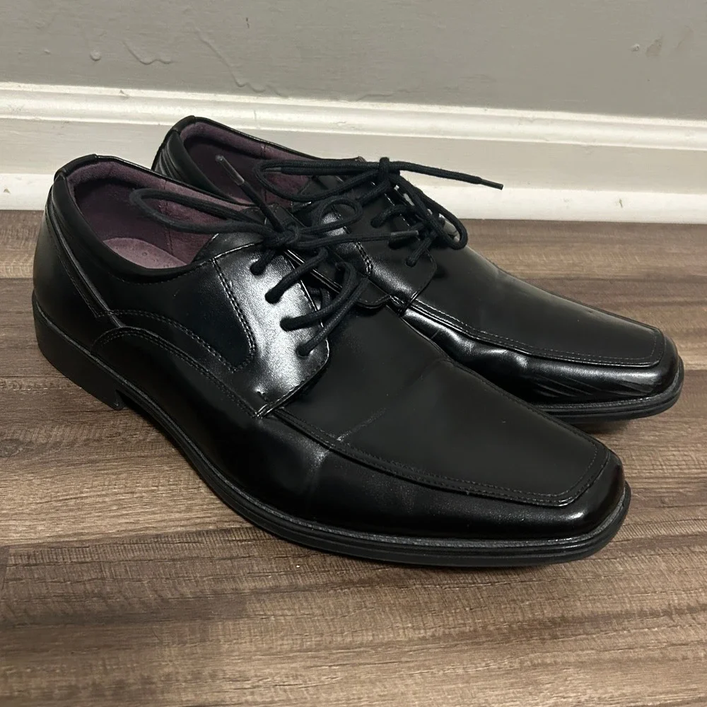 Freeman Colter Oxford Shoes Men 9.5M Black Square Toe Lace Up Dapper Business